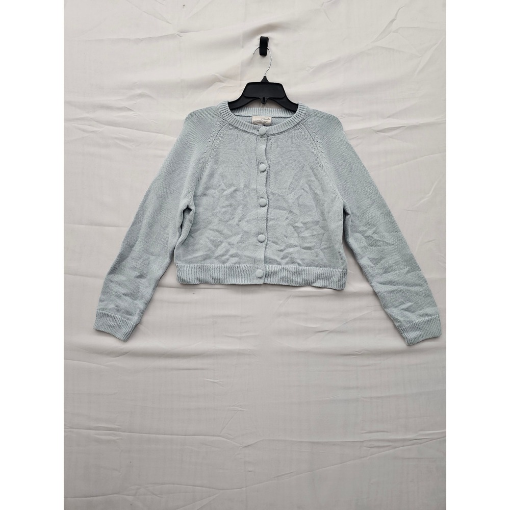 Universal Thread Womens Blue Cotton Knit Button Front Cropped Cardigan Sweater S